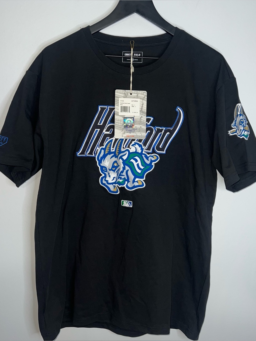 Ebbets Field Flannel Hartford Yard Goats Shirt Mens Large Black Minor League NWT